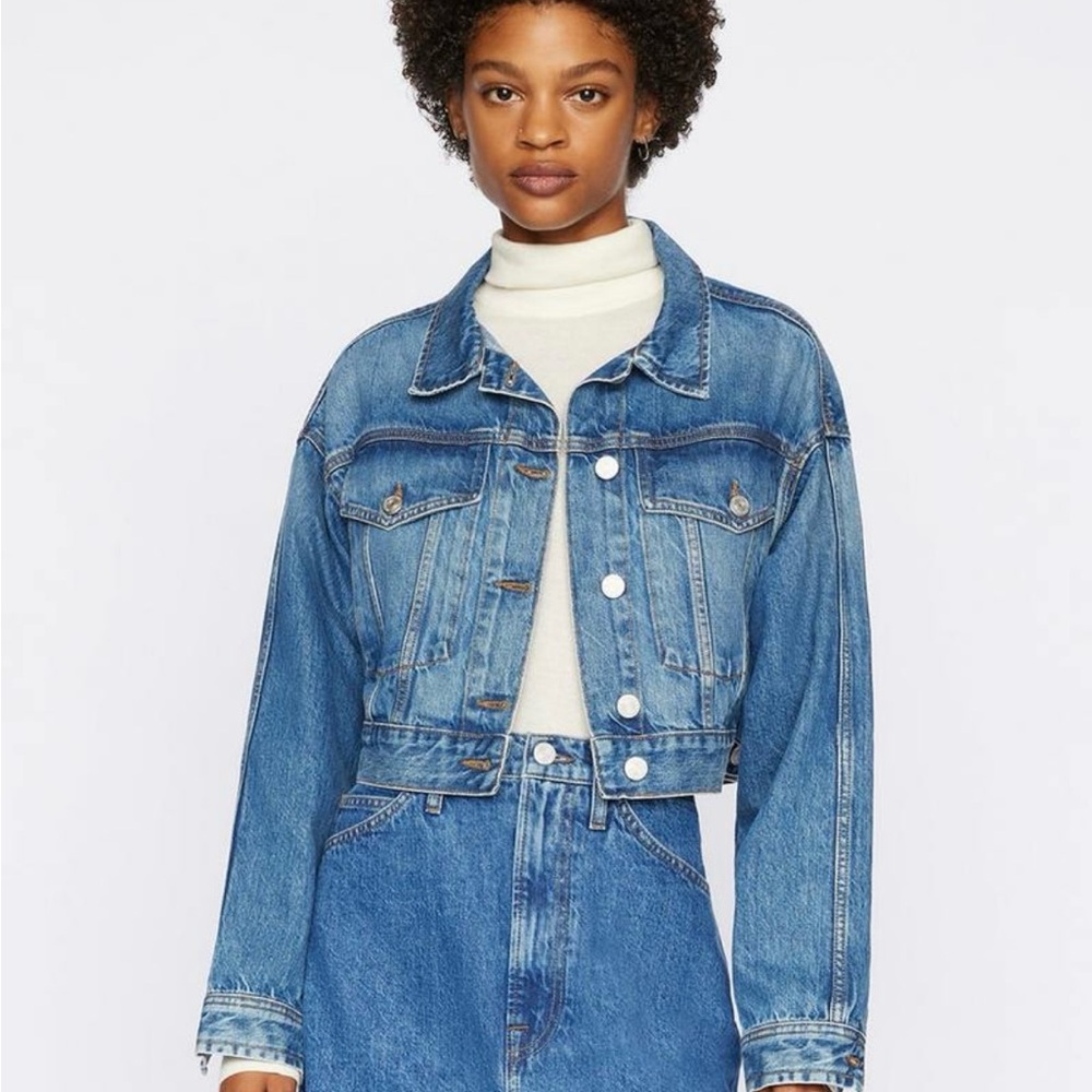 Frame Denim Oversized Cropped Jean Jacket